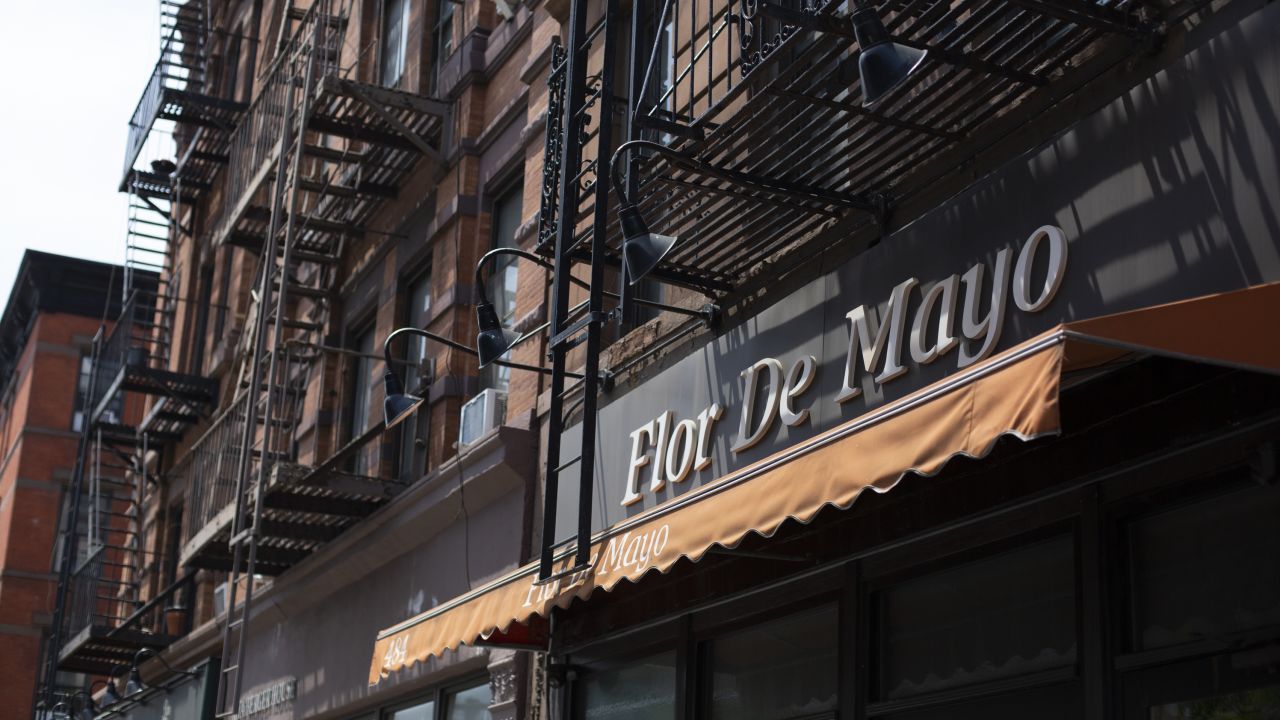 The exterior of one of three Flor De Mayo locations in New York City.