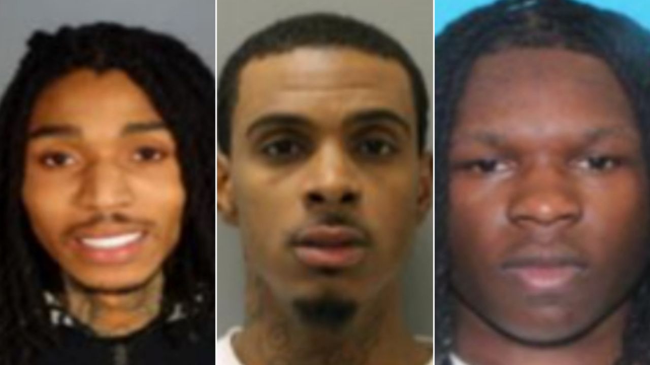 Daries Stanford, Dejean Thompkins and Dontae Williams, seen in images released by the LAPD, have been charged with murdering the three women and trying to kill six others outside a Beverly Crest rental home in January.