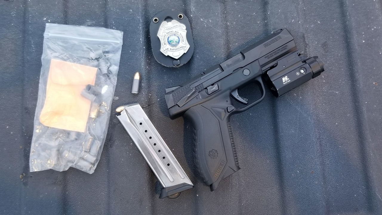A 9 mm handgun that was being used to fish was seized by a Finney County Game Warden in Garden City, Kansas.