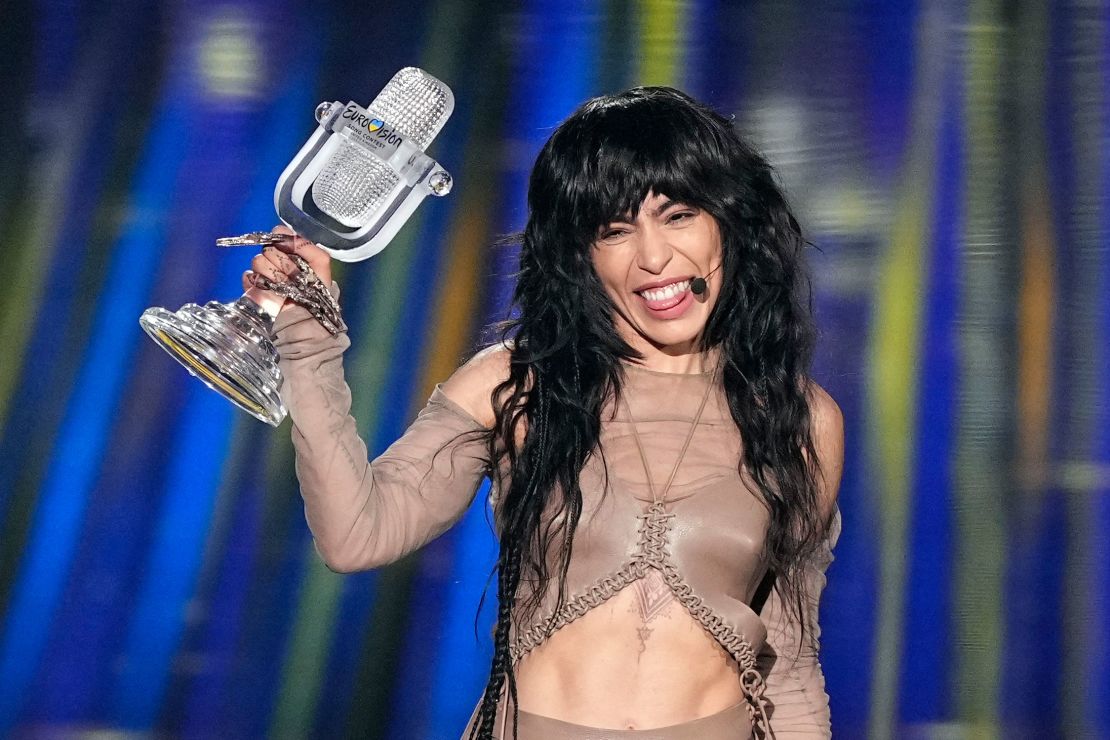 Loreen of Sweden celebrates with the trophy after winning the Grand Final of the Eurovision Song Contest in Liverpool.