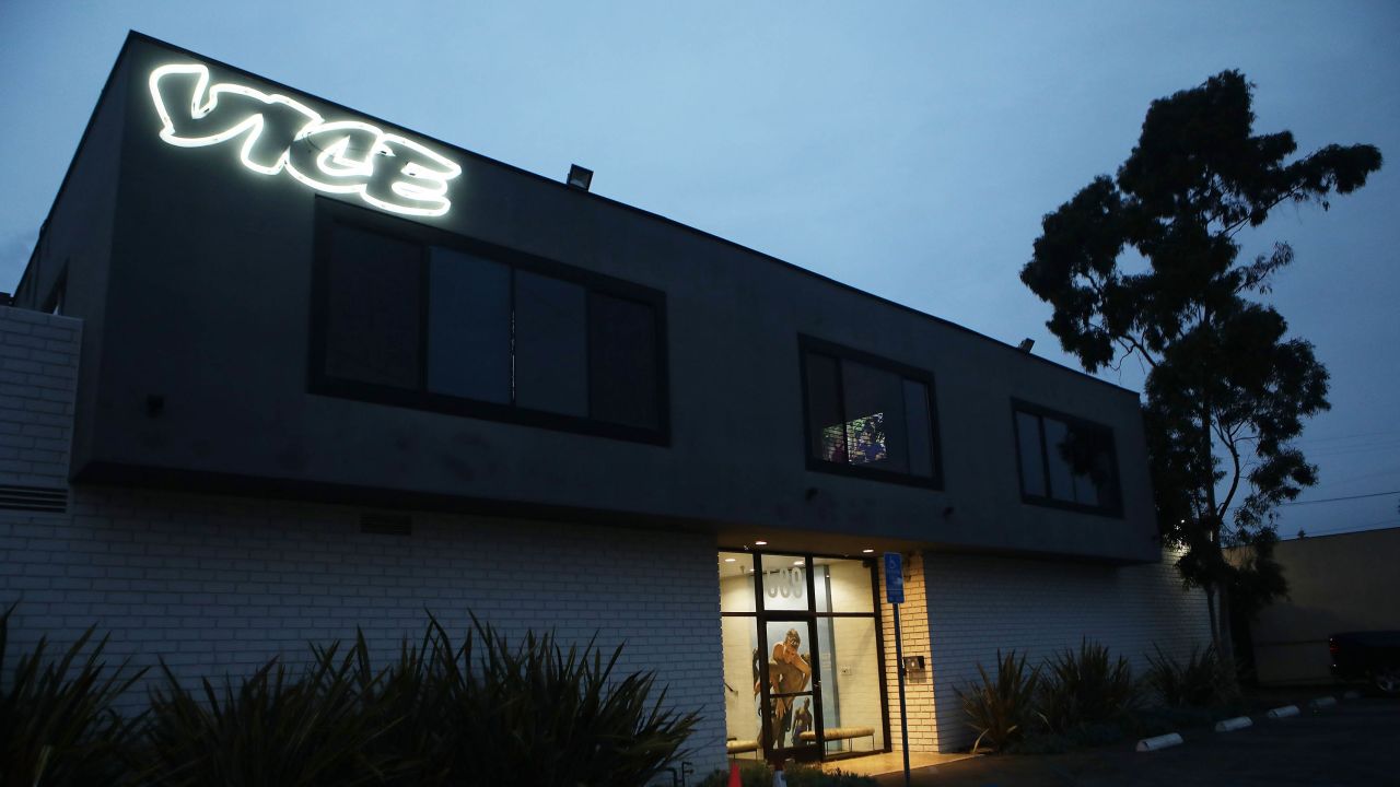 Vice Media offices display the Vice logo at dusk on February 1, 2019 in Venice, California. 