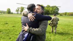 Ukrainian President Volodymyr Zelensky, right, arrives in the United Kingdom to meet with British Prime Minister Rishi Sunak on May 15.
