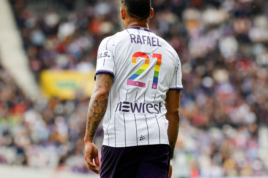 Players wore rainbow-themed shirts to raise awareness of the campaign.