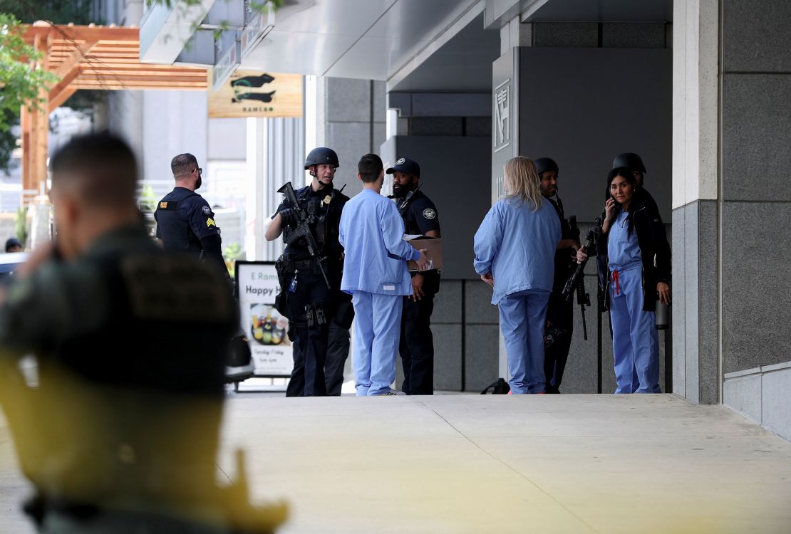 Police patrol near the crime scene following a shooting at Northside Medical, in Atlanta, Georgia, U.S. May 3, 2023.