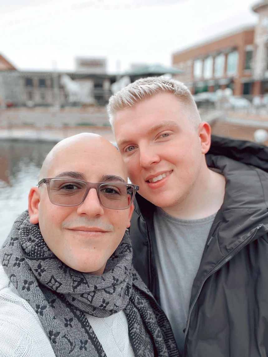 <strong>Airplane meeting: </strong>John Lihas, left, and Hunter Smith-Lihas, right, met while working for Spirit Airlines in 2016. They had a brief conversation and then went their separate ways.