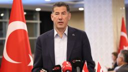 Sinan Ogan speaks to press amid ballot counting after presidential and parliamentary elections ended at 5 p.m. local time on Sunday, in Ankara, Turkey. 