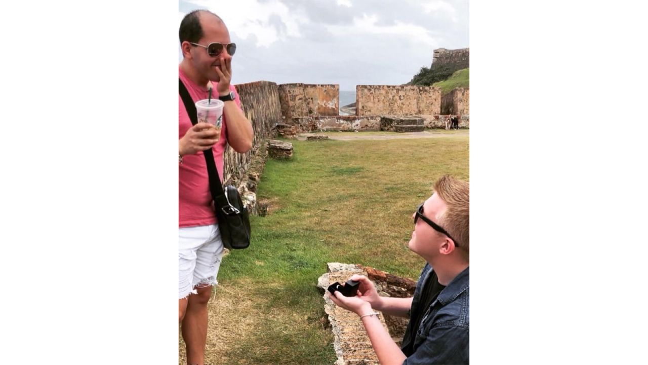 Hunter proposed to John on a beach in San Juan, Puerto Rico