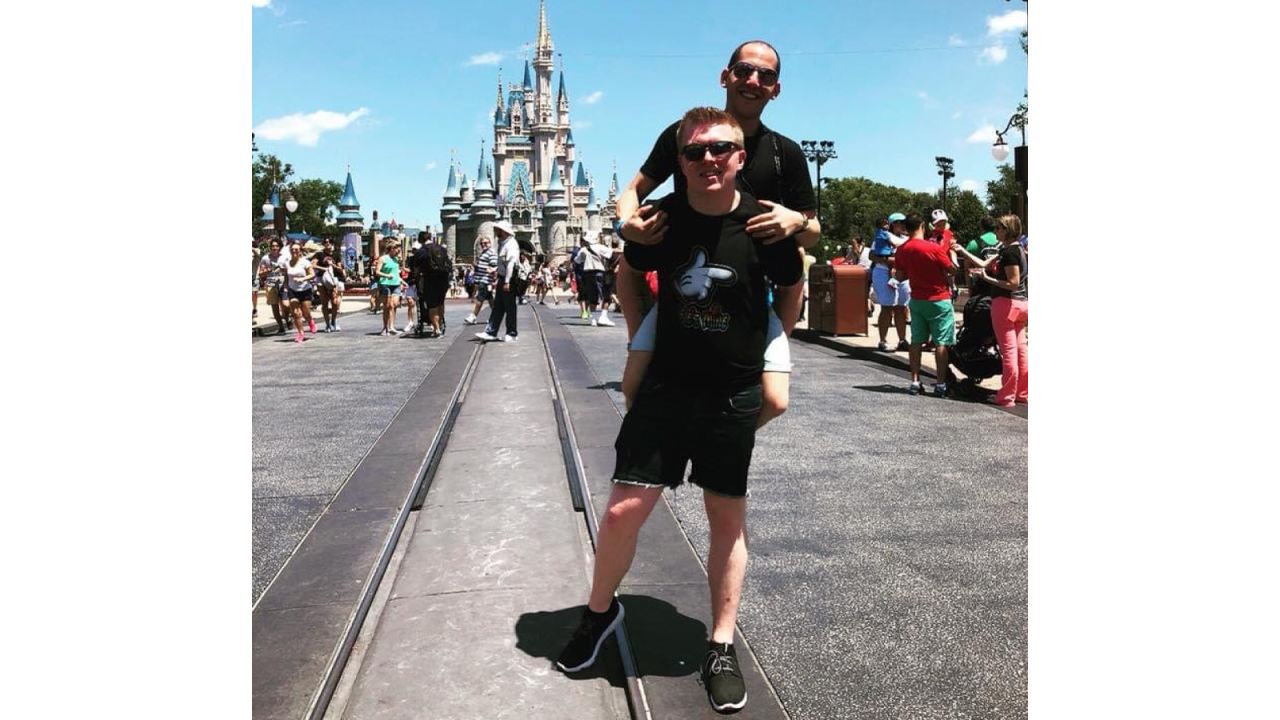 Here's John and Hunter pictured on an early trip together to Disney World, Florida