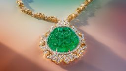 A Harry Winston emerald and diamond pendant necklace that sold for 882,000 Swiss francs ($983,000).