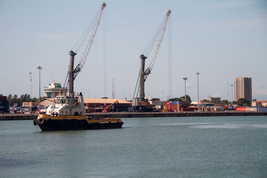 Ships in the Autonomous Port of Cotonou in Benin, West Africa. Cars arrive here from Western countries, including the US. 