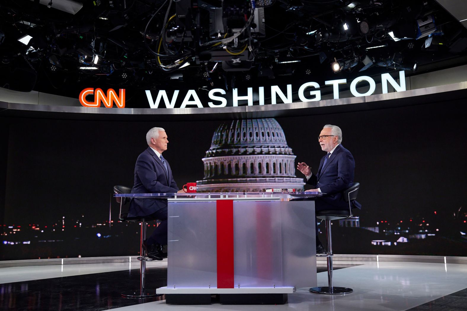 Pence joins CNN's Wolf Blitzer for a one-on-one conversation in March 2023.