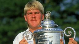 CROOKED STICK - AUGUST:  John Daly of the USA holds the trophy after winning the USPGA Championship at Crooked Stick in Carmel, Indiana, USA in August 1991. (photo by Stephen Munday/Getty Images) 