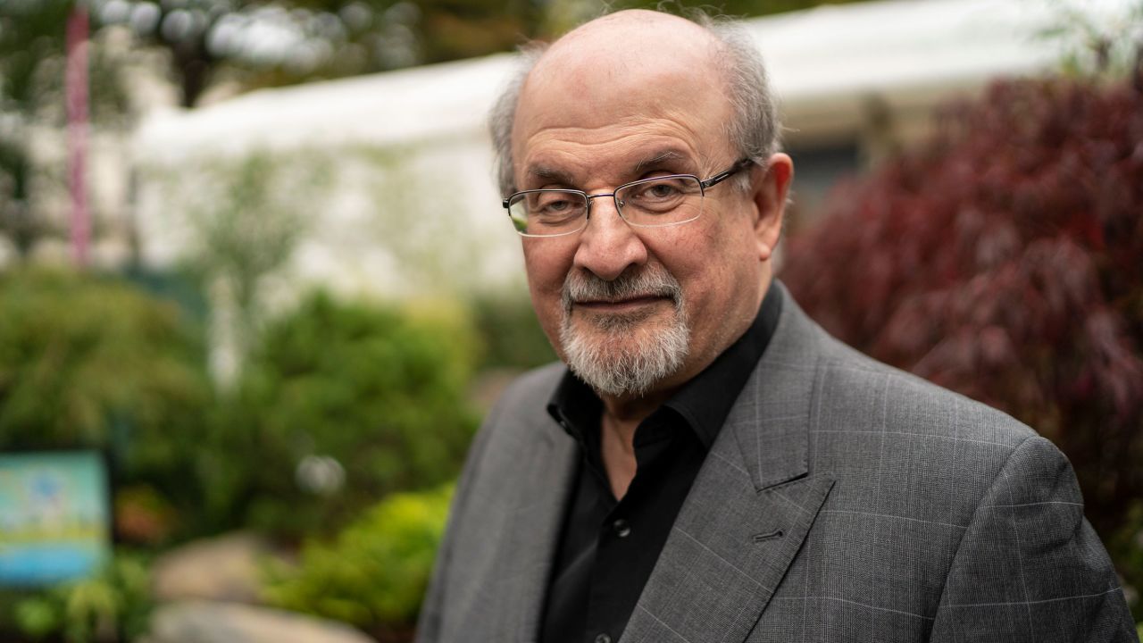 Renowned author Salman Rushdie is seen at the Cheltenham Literature Festival on October 12, 2019, in Cheltenham, England.