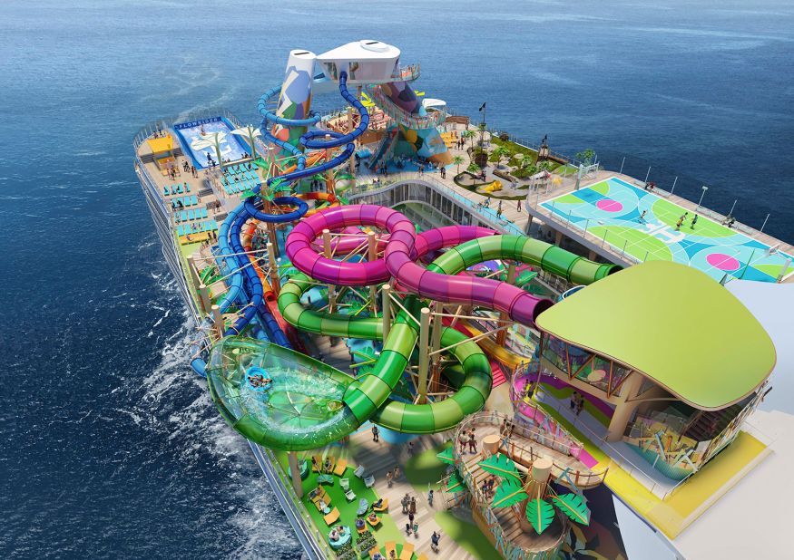 <strong>Thrill Island: </strong>The waterpark isn't the only attraction on Icon's "Thrill Island" adventure zone, which will also offer a rock-climbing wall, mini golf course and "Crown's Edge," where passengers will be invited to walk out over the ocean wearing a safety harness. 
