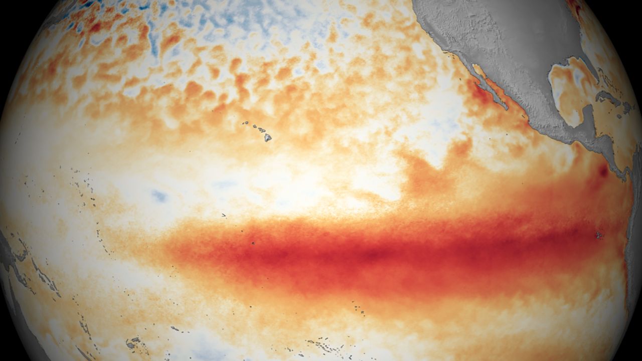 Ocean temperatures in the tropical Pacific warmed by a strong El Niño in January 2016.