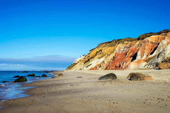 <strong>Moshup Beach, Martha's Vineyard, Massachusetts: </strong><br />Located right below an ancient lighthouse, Moshup lies beneath rust-colored sandstone cliffs that were declared a National Natural Monument in 1966. It's free of charge to anyone who wants to take their clothes off.