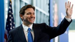 Florida Gov. Ron DeSantis walks onstage to give remarks at the Heritage Foundation's 50th Anniversary Leadership Summit at the Gaylord National Resort & Convention Center on April 21, 2023 in National Harbor, Maryland. 