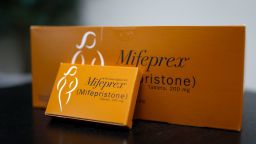 Packages of Mifepristone tablets are displayed at a family planning clinic on April 13, 2023 in Rockville, Maryland.