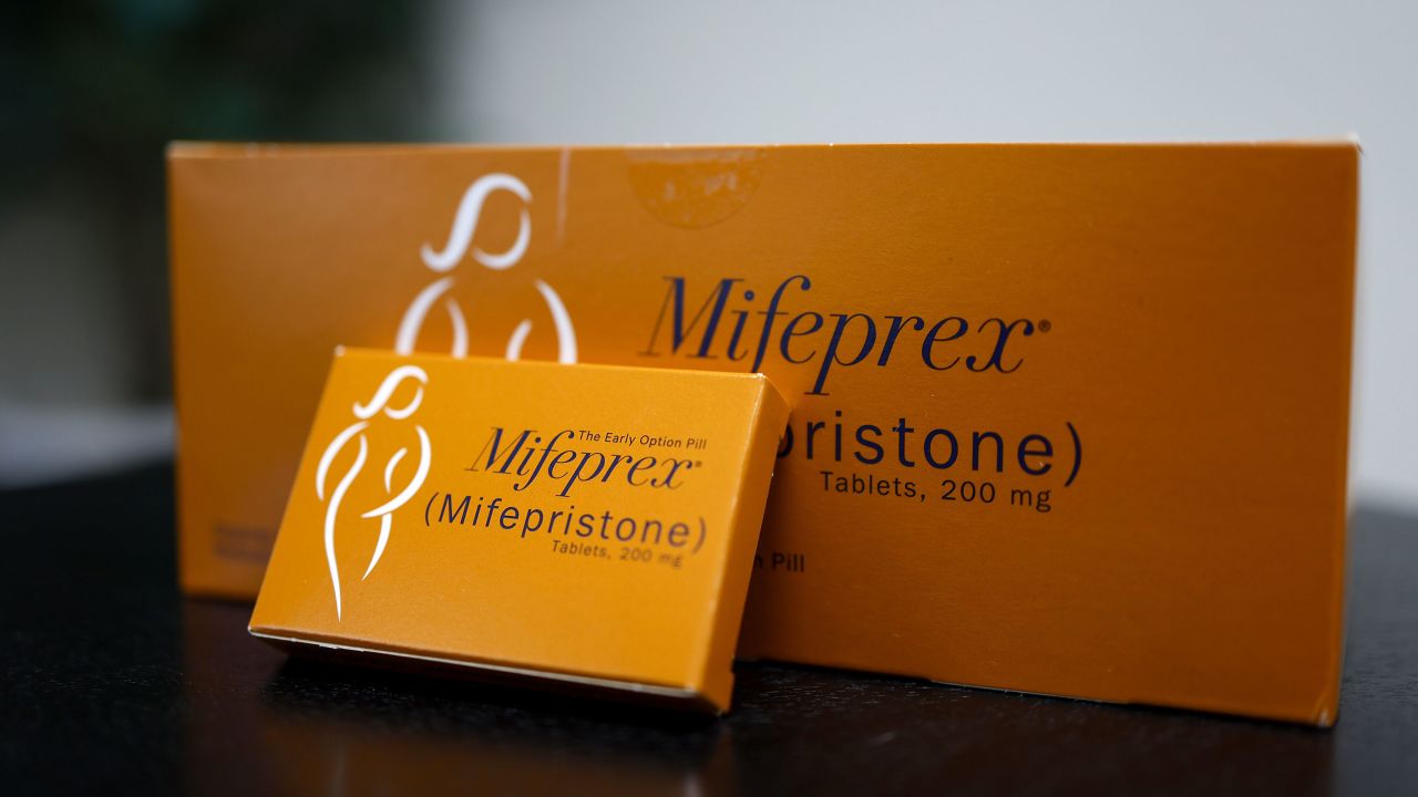 Packages of Mifepristone tablets are displayed.