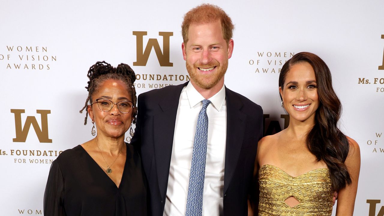 Doria Ragland, the Duke of Sussex and the Duchess of Susseex at the Women of Vision Awards in New York City.