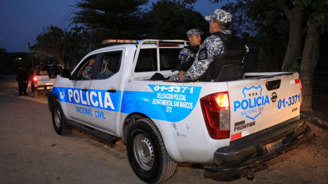 Police officers patrol Nueva Concepcion on May 17, 2023.