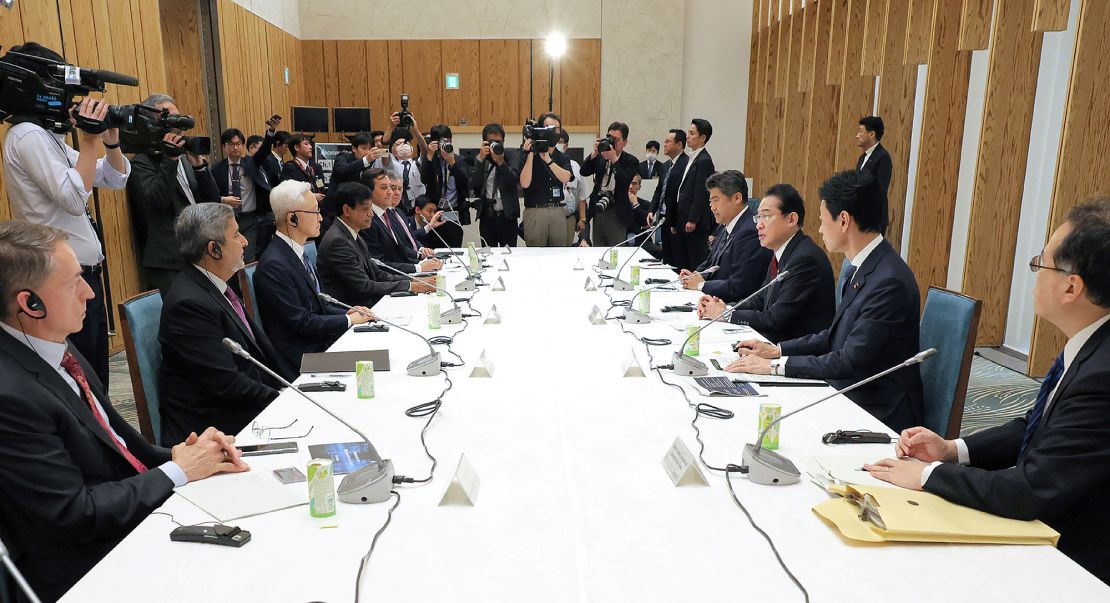 Japan's Prime Minister Fumio Kishida meets  executives of major global chipmakers ahead of a G7 summit. 