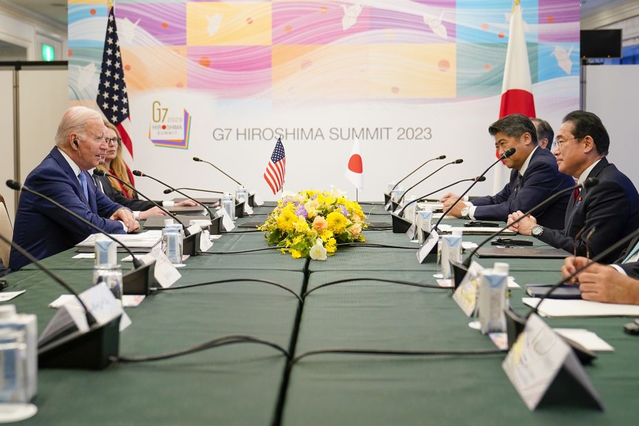 Biden holds a bilateral meeting with Kishida in Hiroshima on May 18, ahead of the start of the G-7 Summit. 