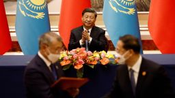 Chinese leader Xi Jinping attends a signing ceremony with Kazakhstan's President Kassym-Jomart Tokayev (not pictured), ahead of the China-Central Asia Summit in China's Xi'an on May 17, 2023.