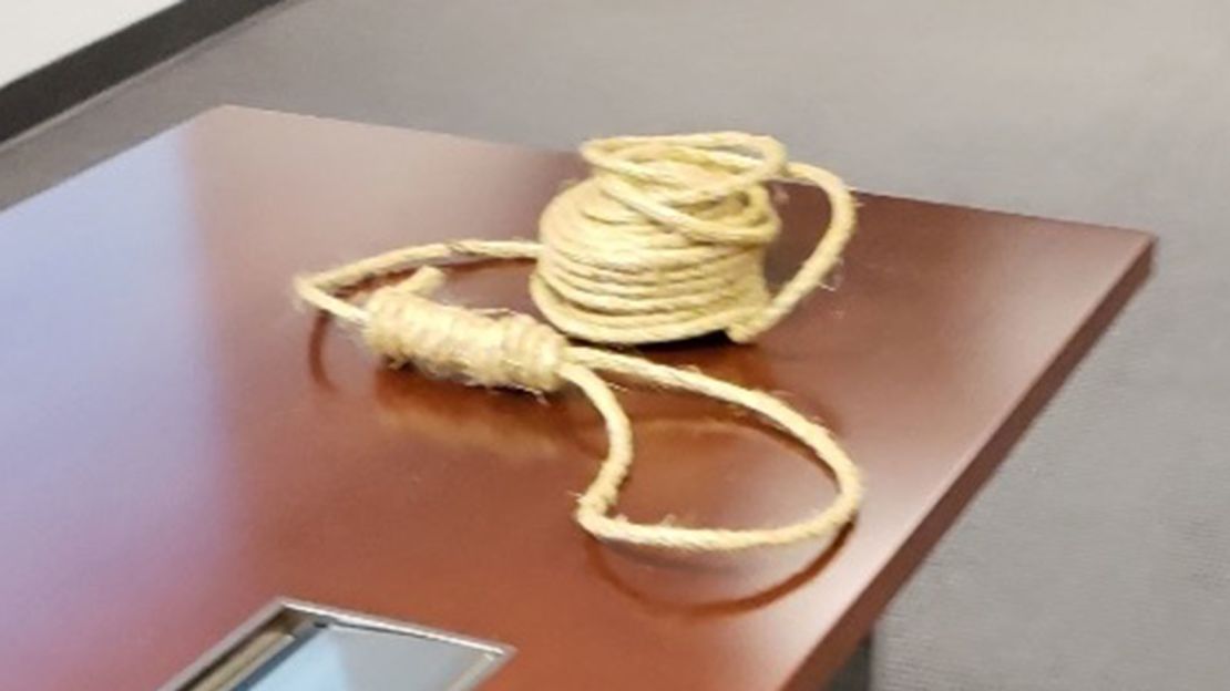 Hartsfield took a photo of the noose that was on a table during the staff meeting he attended in 2019, the lawsuit says.