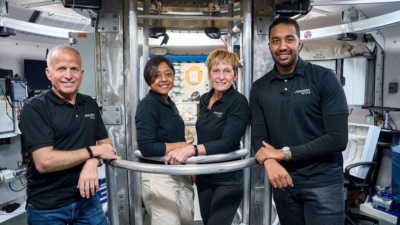 Mandatory Credit: Photo by Shutterstock (13857860a) The Axiom Ax-2 Prime crew members, from left to right: John Shoffner, Rayyanah Barnawi, Peggy Whitson, and Ali Alqarni, will launch aboard a SpaceX Falcon 9 rocket and Dragon spacecraft to the International Space Station (ISS), in early May from Launch Complex 39A at NASA's Kennedy Space Center in Florida. During the mission, which includes 10 days aboard the space station, the four-person multi-national crew will complete more than 20 research experiments developed for microgravity in collaboration with organizations across the globe. Mandatory Axiom Ax-2 Crew Portrait, Houston, Texas, USA - 15 Nov 2022
