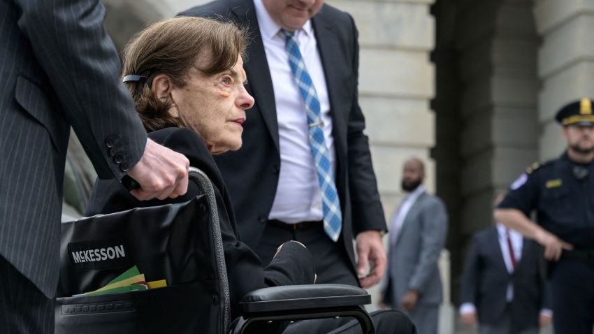 Senator Dianne Feinstein arrives at the U.S. Capitol after a prolonged absence in Washington, DC, on May 10.