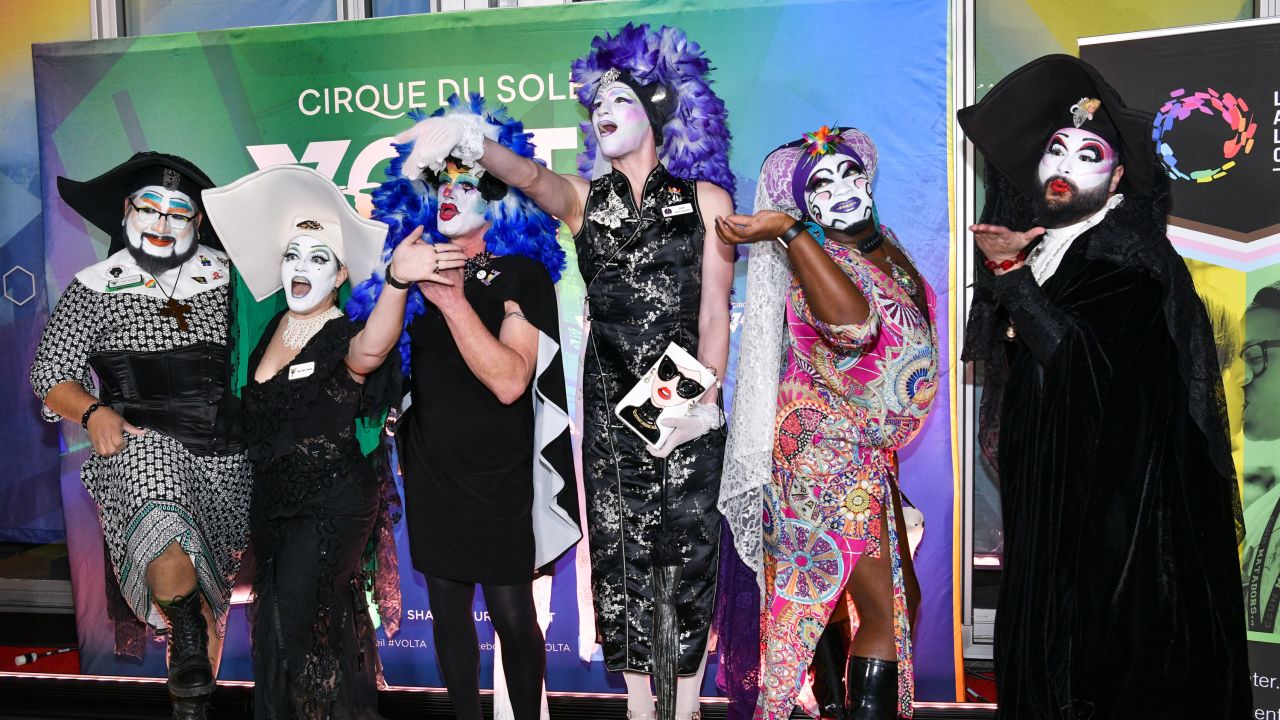 The Sisters of Perpetual Indulgence attend the Cirque Du Soleil VOLTA Equality Night Benefiting Los Angeles LGBT Center at Dodger Stadium on February 13, 2020.
