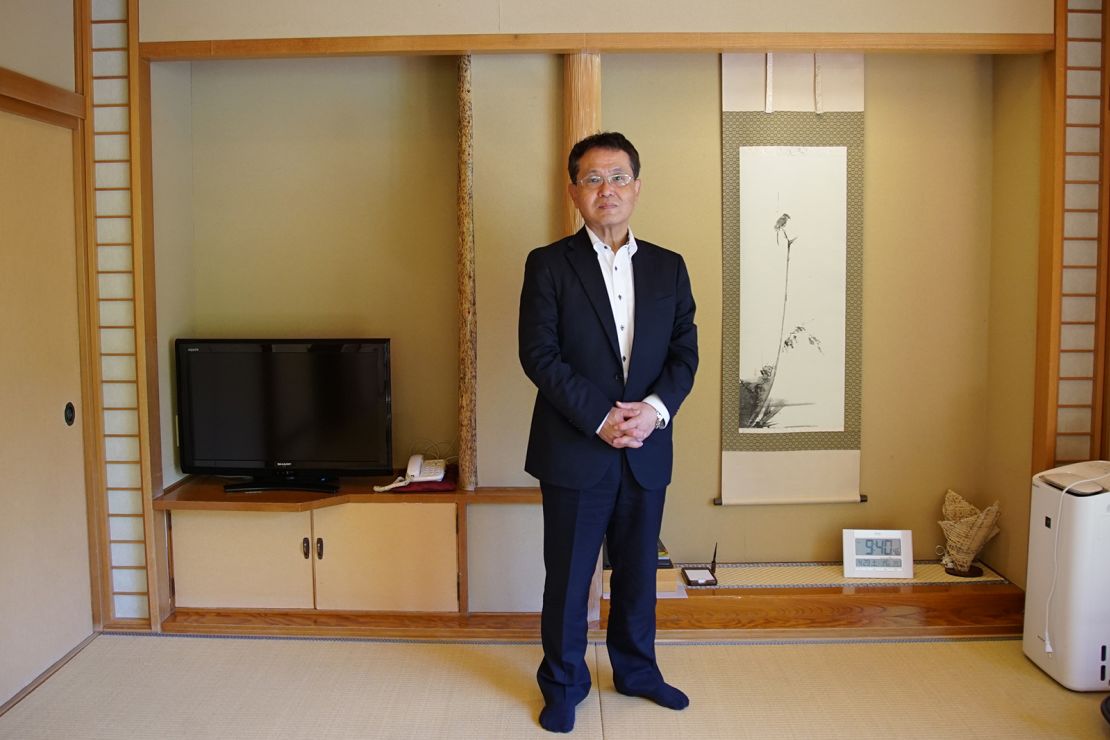 Kenjiro Kawano pictured at the ryokan he manages.