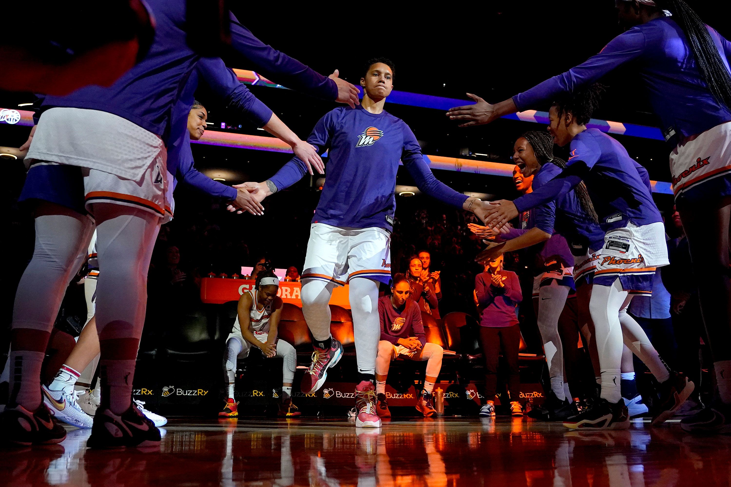 Griner is introduced before a WNBA preseason game in May 2023.