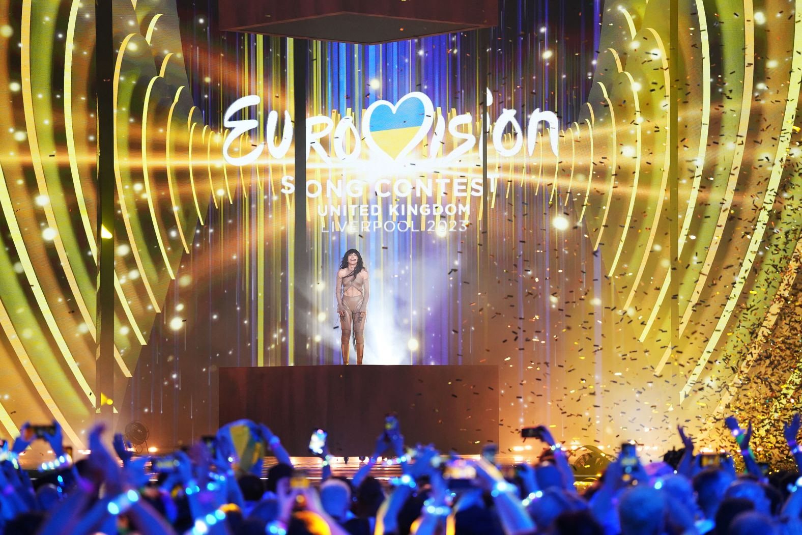Sweden's Loreen performs on stage at the Eurovision Song Contest, <a href="index.php?page=&url=https%3A%2F%2Fwww.cnn.com%2F2023%2F05%2F13%2Feurope%2Feurovision-song-contest-2023-winner-intl%2Findex.html" target="_blank">which she won</a> on Saturday, May 13. She became just the second performer to win the competition more than once, clinching victory with the pop ballad "Tattoo."