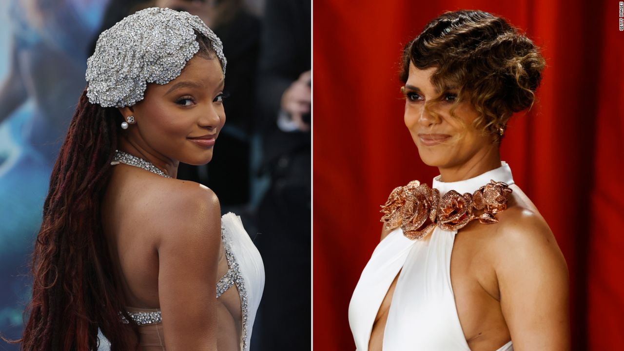Halle Bailey, left, has no problem at all with the fact that her name is similar to that of Halle Berry, right.
