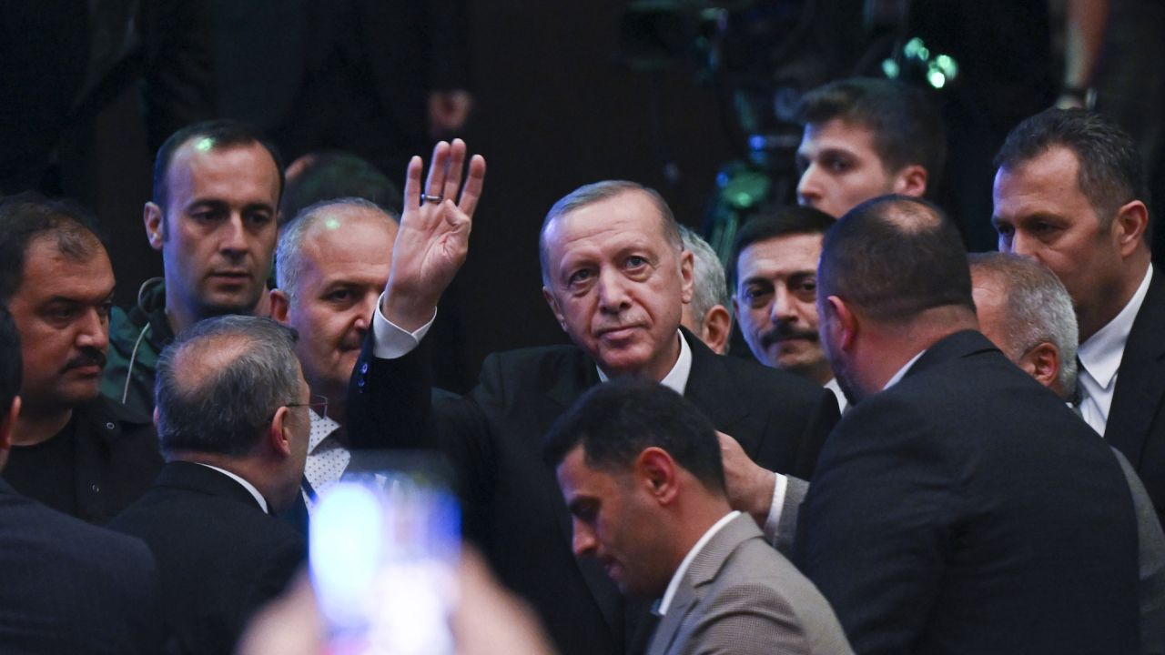 Erdogan arrives for a meeting in Istanbul, Turkey, on May 18, 2023.