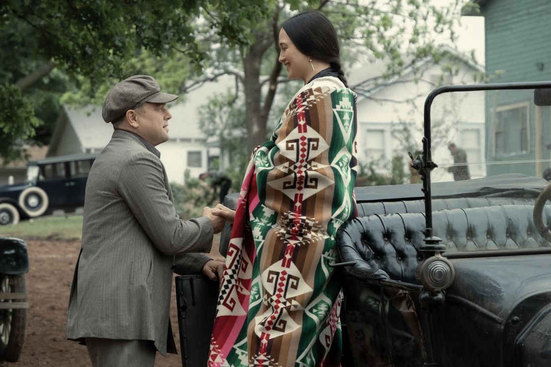 Leonardo DiCaprio and Lily Gladstone in "Killers of the Flower Moon"