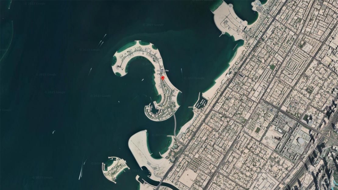 A Google Earth view of Jumeirah Bay Island.
