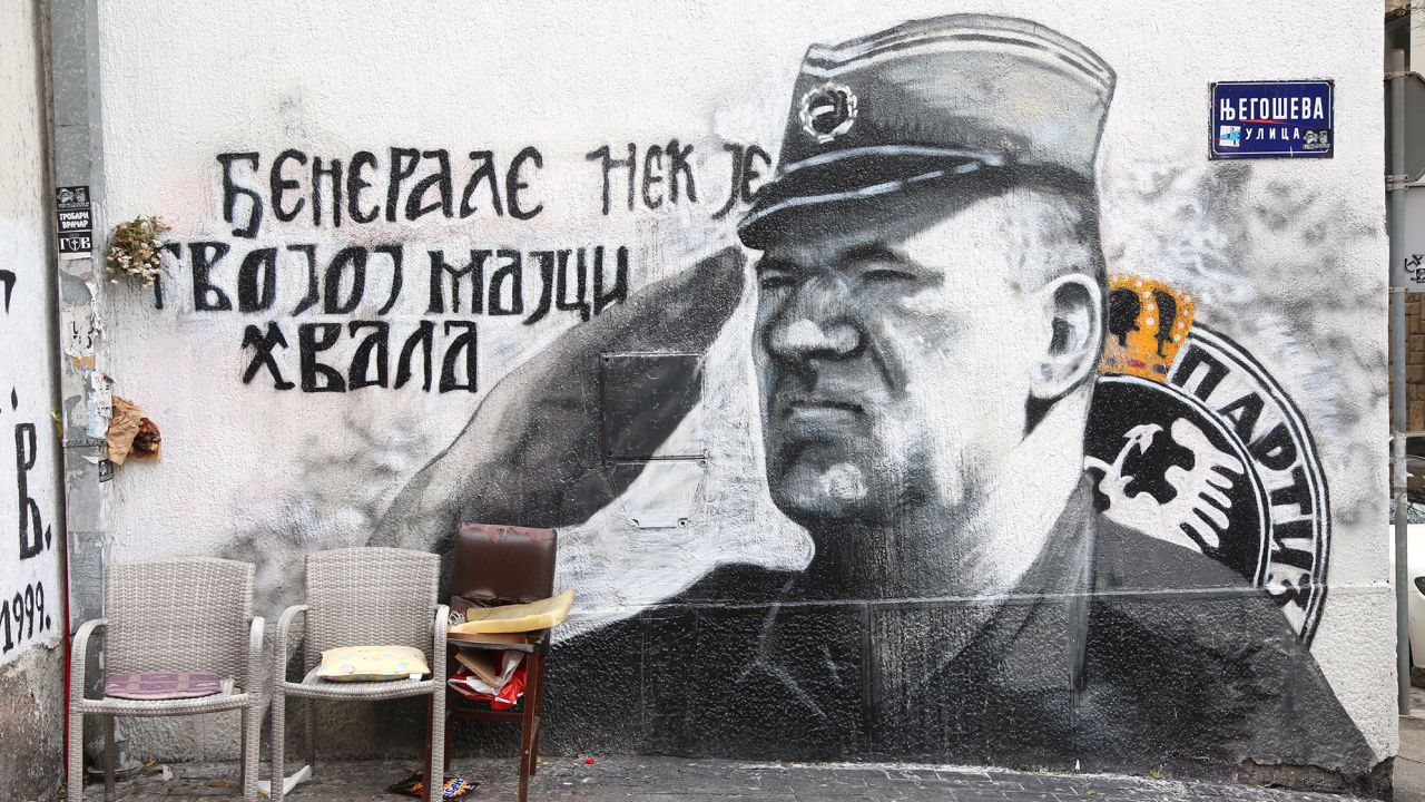 Murals of Ratko Mladic have long been restored if they are defaced.