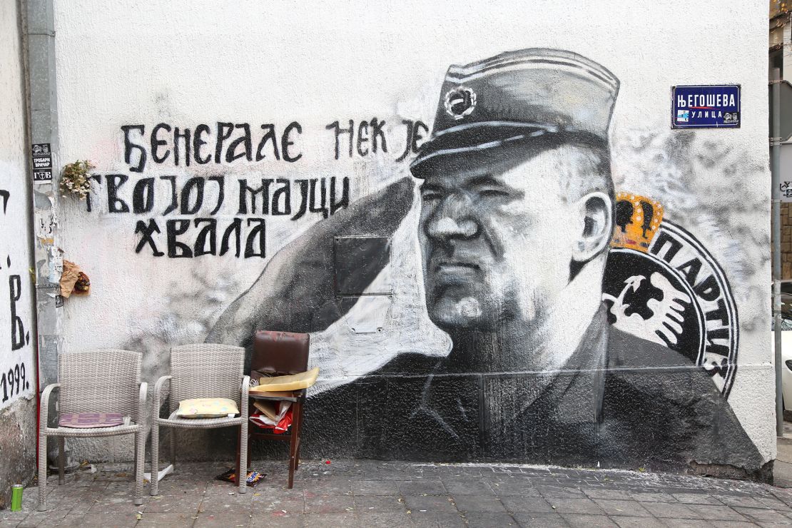 Murals of Ratko Mladic have long been restored if they are defaced.