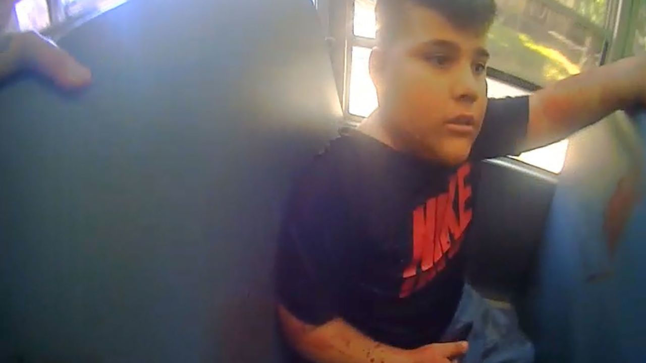 AJ Martinez, shot through his right thigh, is seen on the school bus taking him to hospital. He hid under backpacks.
Credit: Texas Department of Public Safety