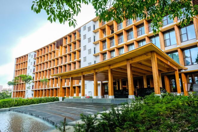 Gaia, a six-story college campus building in Singapore, holds the current record as <a href="https://www.cnn.com/2023/06/05/style/asias-largest-timber-building-opens-in-singapore/index.html">Asia’s largest timber building</a>, sprawling across 43,500 square meters (468,000 square feet). Home to Nanyang Technological University’s (NTU) business school, the building opened in May and cost 125 million Singapore dollars ($93 million) to build.