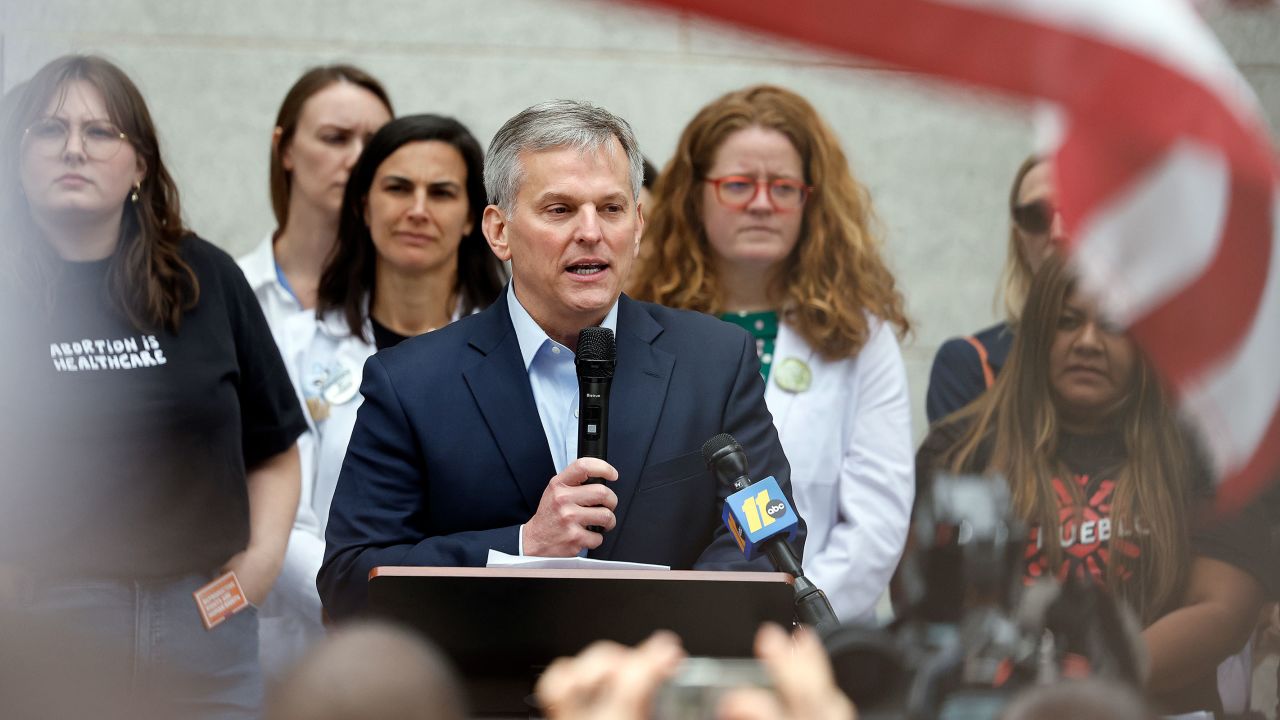 North Carolina Attorney General Josh Stein speaks at an abortion rights rally in Raleigh on May 3, 2023. 