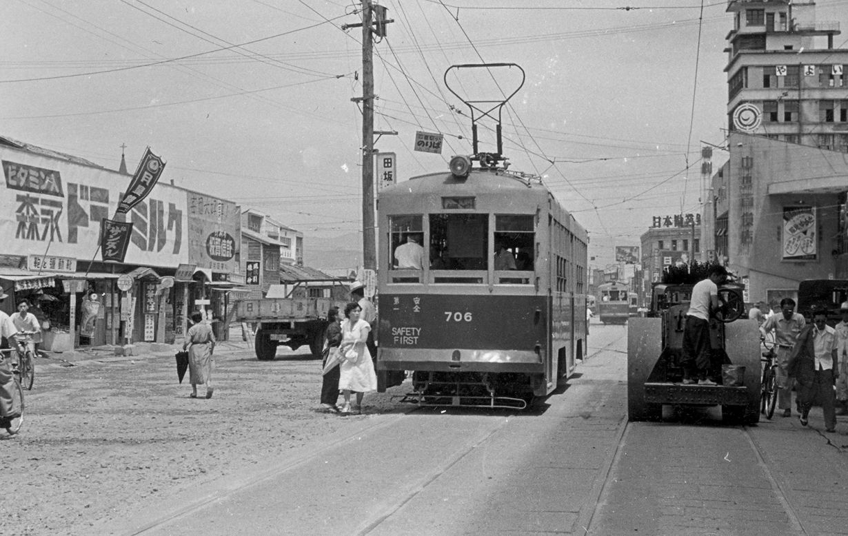 <strong>Back on track: </strong>The Hiroshima Electric Railway lost 185 employees in the atomic bombing and 108 of its 123 streetcars were burned or damaged. However, the railway company managed to resume operations on some of its lines just three days after the bombing.