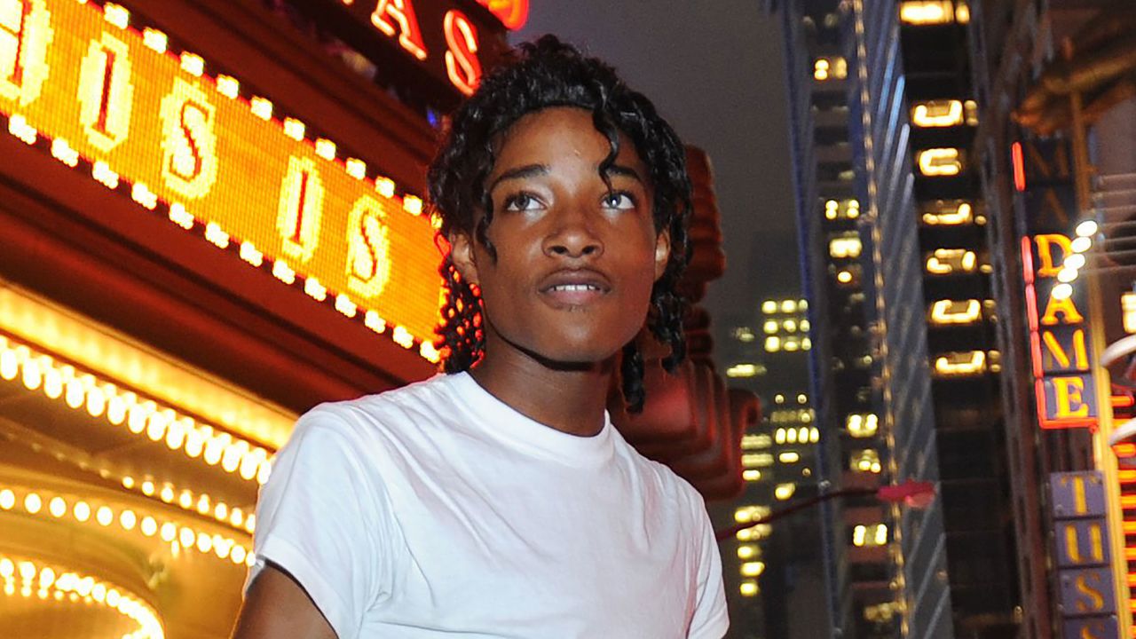 Jordan Neely is pictured before going to see the Michael Jackson movie outside the Regal Cinemas in Times Square, New York, in 2009. 