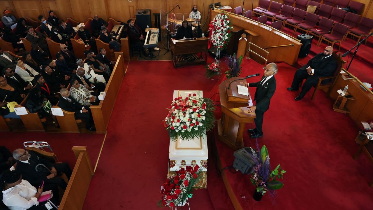 The Rev. Al Sharpton gives a eulogy at Neely's funeral. 