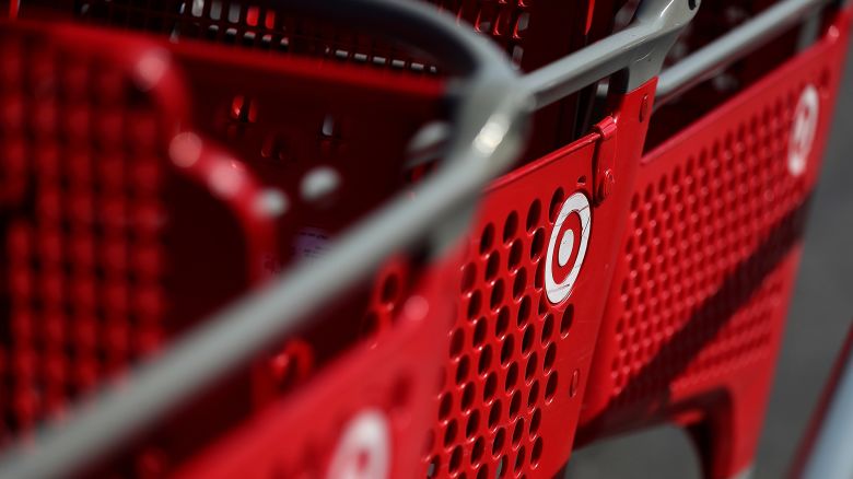 The Target logo is displayed on shopping carts at a Target store on February 28, 2017 in Southgate, California.