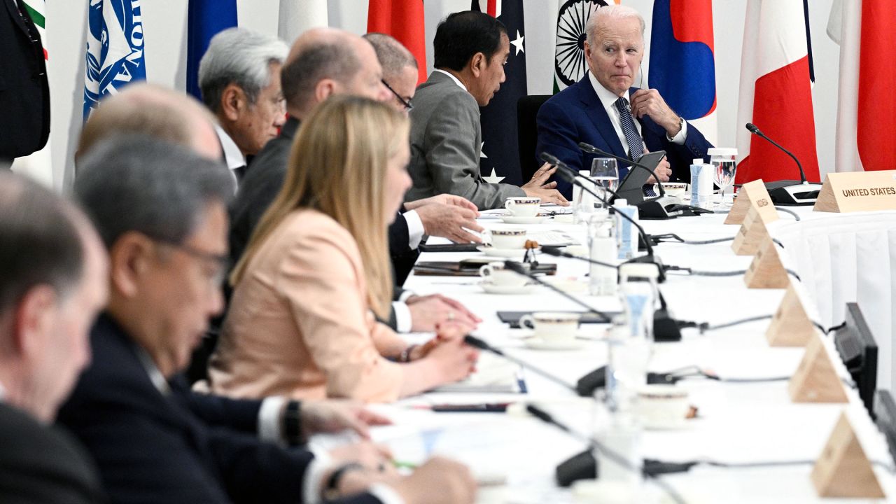 Biden takes part in an event during the G7 summit in Hiroshima, Japan, on May 20, 2023. 
