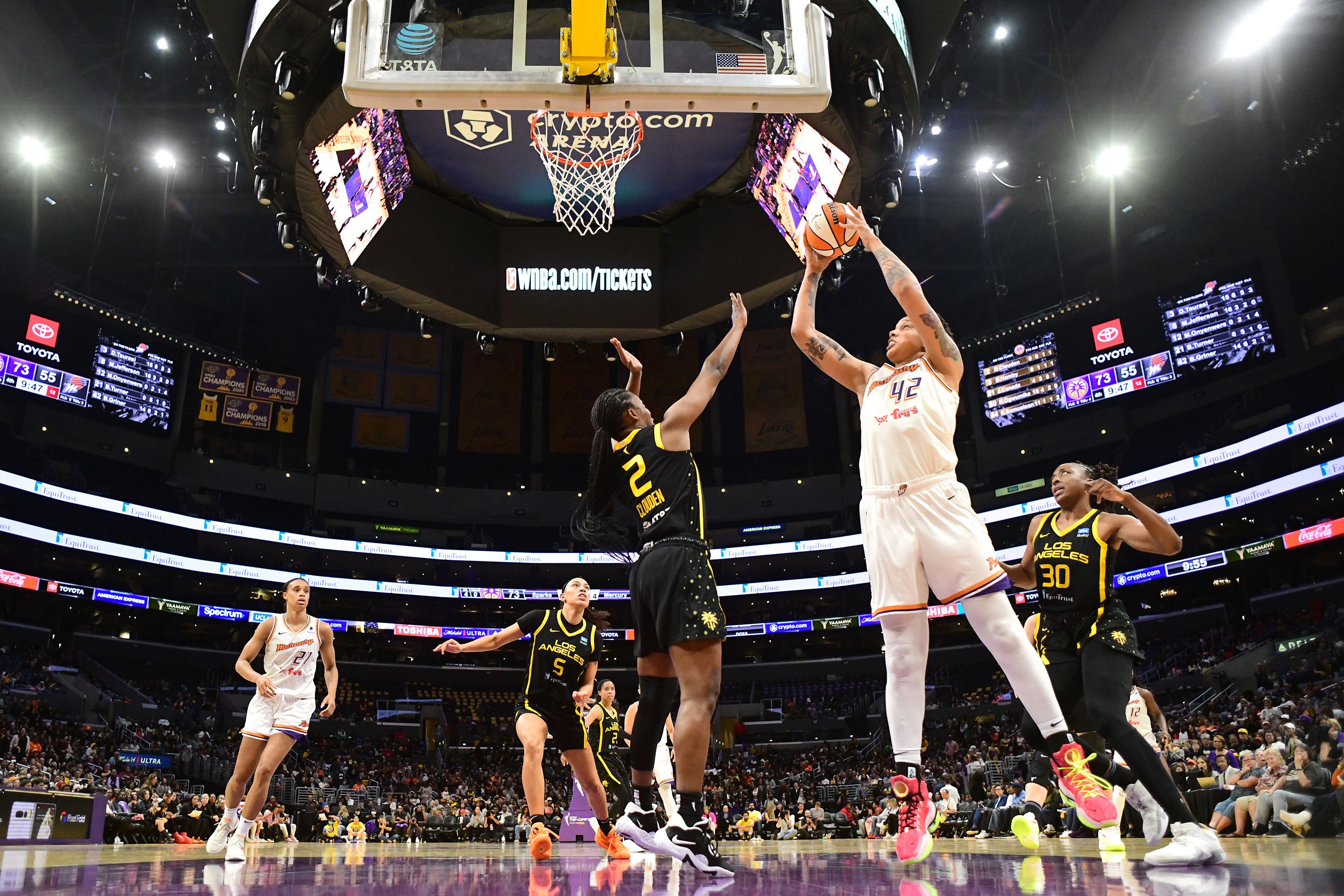 LA Sparks stay in locker room for national anthem before WNBA